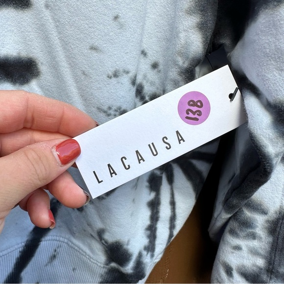 LACAUSA| Slater Zebra Black/Navy Tie Dye NWT Sweatshirt Top Size Small - Picture 5 of 14
